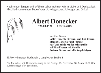 Traueranzeige von Albert Donecker von  Wiesbaden komplett