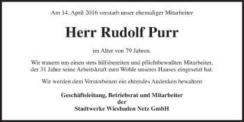 Traueranzeige von Rudolf Purr von trauer.rmp.de