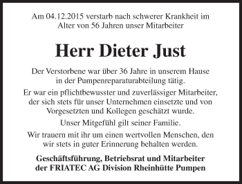 Traueranzeige von Dieter Just von  Wiesbaden komplett
