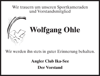 Traueranzeige von Wolfgang Ohle von trauer.rmp.de