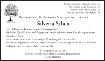 Traueranzeige von Silveria Scheit von  Allg. Zeitung Bad Kreuznach