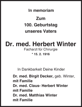 Traueranzeige von Herbert Winter von  Bürstädter Zeitung