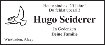 Traueranzeige von Hugo Seiderer von  Wiesbaden komplett