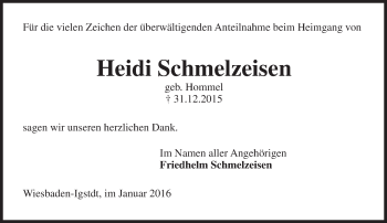 Traueranzeige von Heidi Schmelzeisen von  Wiesbaden komplett