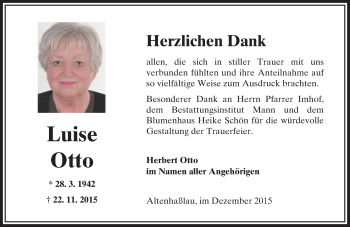 Traueranzeige von Luise Otto von  Gelnhäuser Tageblatt