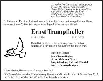 Traueranzeige von Ernst Trumpfheller von  Mainspitze