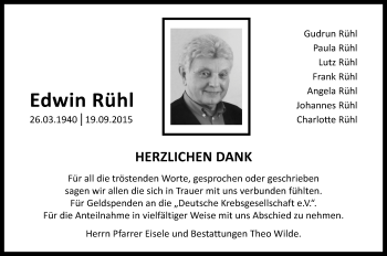 Traueranzeige von Edwin Rühl von  Idsteiner Zeitung