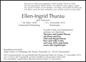 Traueranzeige von Ellen-Ingrid Thurau von  Wiesbaden komplett