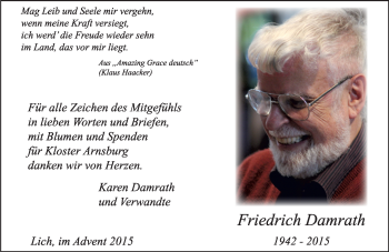 Traueranzeige von Friedrich Damrath von  Gießener Anzeiger