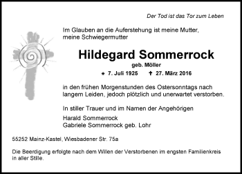 Traueranzeige von Hildegard Sommerrock von  Wiesbaden komplett