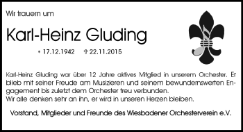 Traueranzeige von Karl-Heinz Gluding von  Wiesbaden komplett