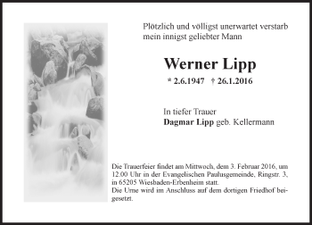 Traueranzeige von Werner Lipp von  Wiesbaden komplett