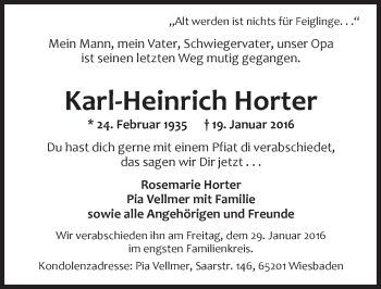 Traueranzeige von Karl-Heinrich Horter von  Wiesbaden komplett