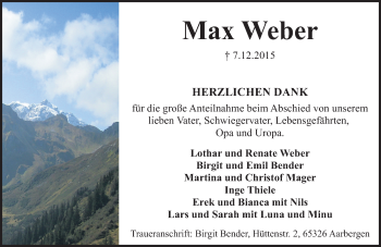 Traueranzeige von Max Weber von  Wiesbaden komplett