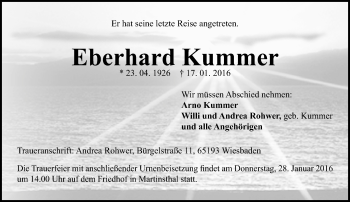 Traueranzeige von Eberhard Kummer von  Wiesbaden komplett