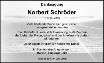 Traueranzeige von Norbert Schröder von Trauerportal Rhein Main Presse