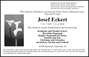 Traueranzeige von Josef Eckert von  Wiesbaden komplett