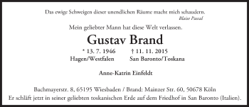 Traueranzeige von Gustav Brand von  Wiesbaden komplett