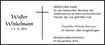 Traueranzeige von Walter Winkelmann von  Camberger Anzeiger