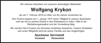 Traueranzeige von Wolfgang Krykon von trauer.echo-online.de
