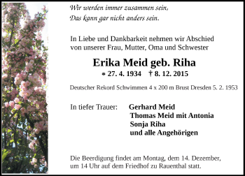 Traueranzeige von Erika Meid von  Wiesbaden komplett