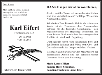 Traueranzeige von Karl Eifert von  OK Oberhessen Kurier
