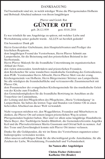 Traueranzeige von Günter Ott von  Bürstädter Zeitung