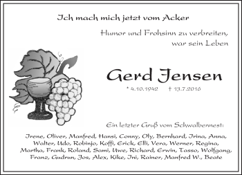 Traueranzeige von Gerd Jensen von Trauerportal Rhein Main Presse