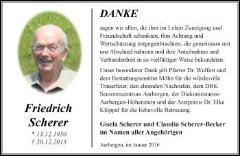 Traueranzeige von Freidrich Scherer von  Wiesbaden komplett
