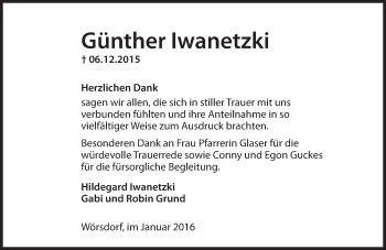 Traueranzeige von Günther Iwanetzki von  Idsteiner Zeitung
