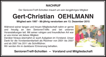 Traueranzeige von Gert-Christian Oehlmann von  Kreisanzeiger