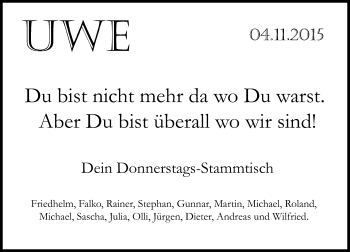 Traueranzeige von Uwe  von  Camberger Anzeiger