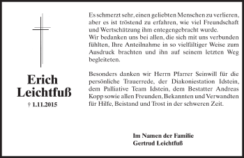 Traueranzeige von Erich Leichtfuß von  Idsteiner Zeitung