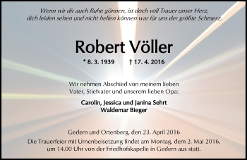 Traueranzeige von Robert Völler von  Kreisanzeiger