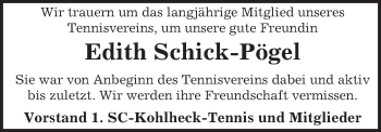 Traueranzeige von Edith Schick-Pögel von trauer.rmp.de