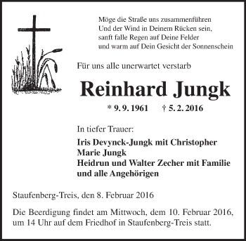 Traueranzeige von Reinhard Jungk von  Gießener Anzeiger