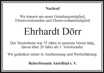 Traueranzeige von Ehrhardt Dörr von VRM Trauer