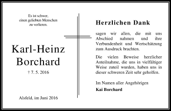 Traueranzeige von Karl-Heinz Borchard von VRM Trauer