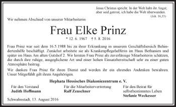 Traueranzeige von Elke Prinz von VRM Trauer