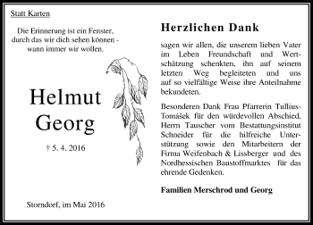 Traueranzeige von Helmut Georg von VRM Trauer