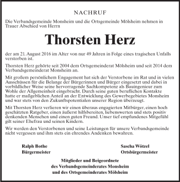 Traueranzeige von Thorsten Herz von Trauerportal Rhein Main Presse