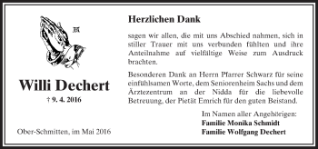 Traueranzeige von Willi Dechert von  Kreisanzeiger