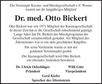 Traueranzeige von Otto Bickert von Trauerportal Rhein Main Presse