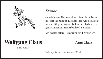 Traueranzeige von Wolfgang Claus von Trauerportal Rhein Main Presse