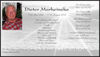 Traueranzeige von Dieter Marheineke von Trauerportal Echo Online