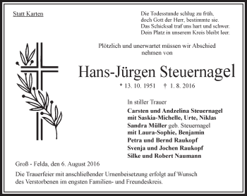 Traueranzeige von Hans-Jürgen Steuernagel von VRM Trauer