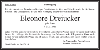 Traueranzeige von Eleonore Dreiucker von VRM Trauer