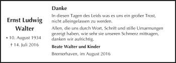 Traueranzeige von Ernst Ludwig von Trauerportal Echo Online