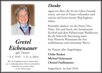 Traueranzeige von Michael Eichenauer von VRM Trauer