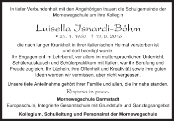 Traueranzeige von Luisella Isnardi-Böhm von Trauerportal Echo Online